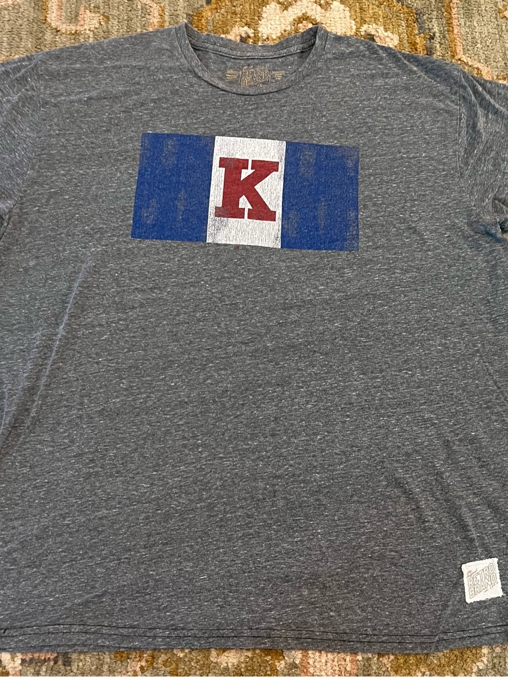 Kansas Jayhawks K Flag Retro Brand Shirt Men’s Size XXL Color Grey